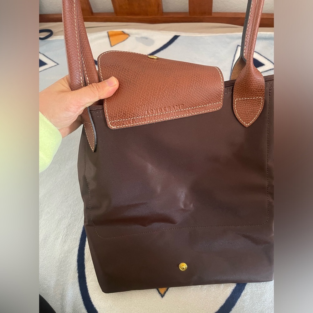 Longchamp Le Pliage folding tote bag medium size Ebony brown color - Picture 6 of 13